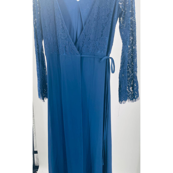 LULU'S SZ L Utterly In Love Navy Blue Long Sleeve Maxi Wrap Dress NEW w/o tags - Picture 7 of 10